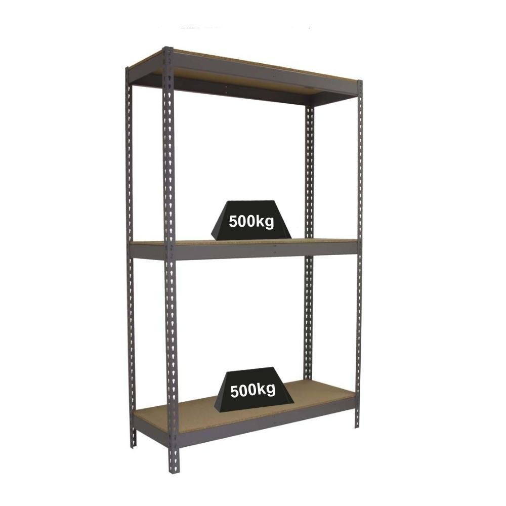 SCHWERLASTREGAL Wood Beast Three HxBxT 200 x 210 x 45 cm 3 Ebenen Fachlast 500 kg Grau - Grau, Metall (210/200/45cm) - PROREGAL