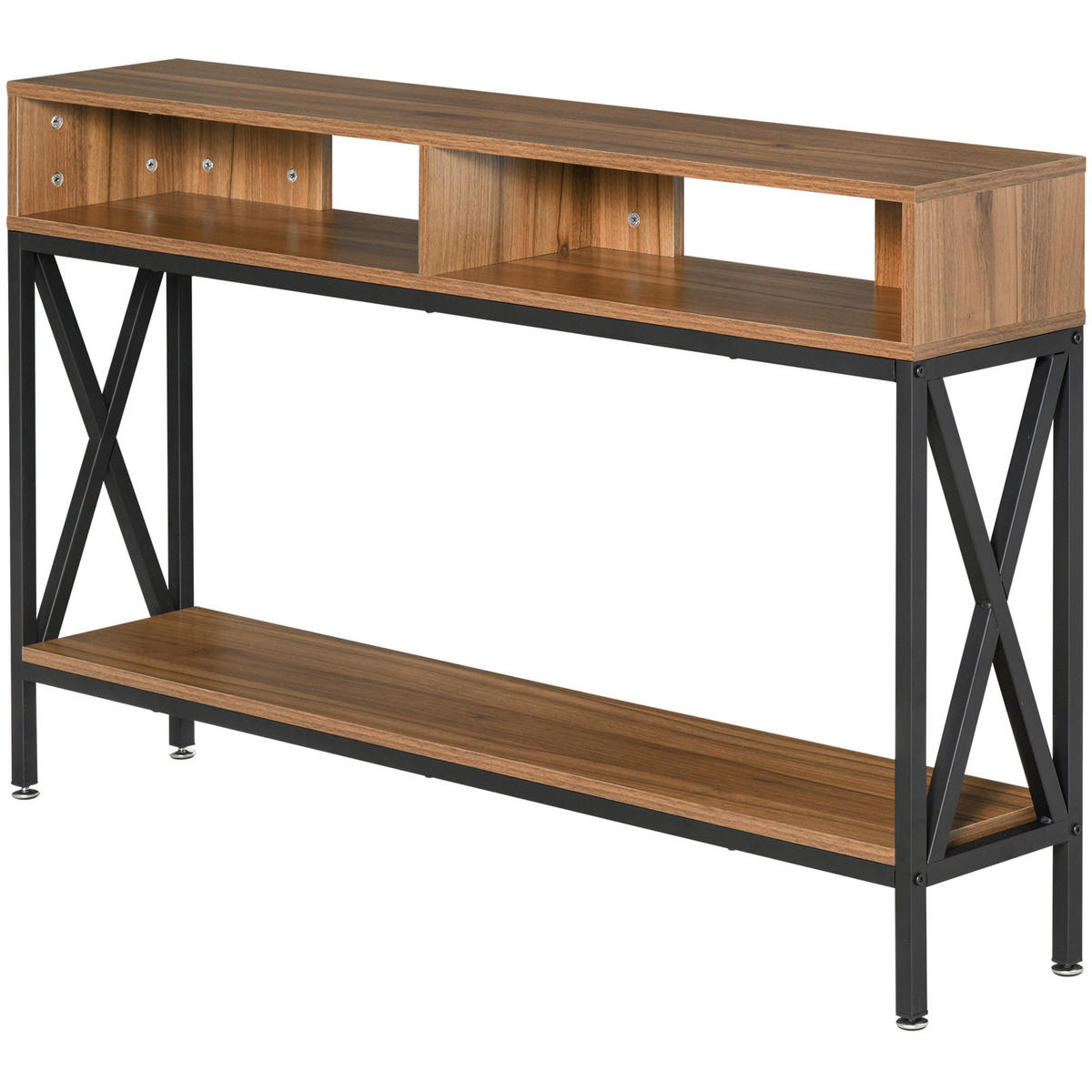 KONSOLENTISCH DE-16746 Industrie-Design mit Ablage Nussbaum - Braun, Holzwerkstoff (120/23/75cm) - ComfortXL