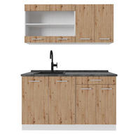 SINGLEKÜCHE R-Line Artisan Eiche/Weiß 140 cm, AP Anthrazit - Eiche Artisan/Weiß, Holzwerkstoff (140/81.6/60cm) - Vicco