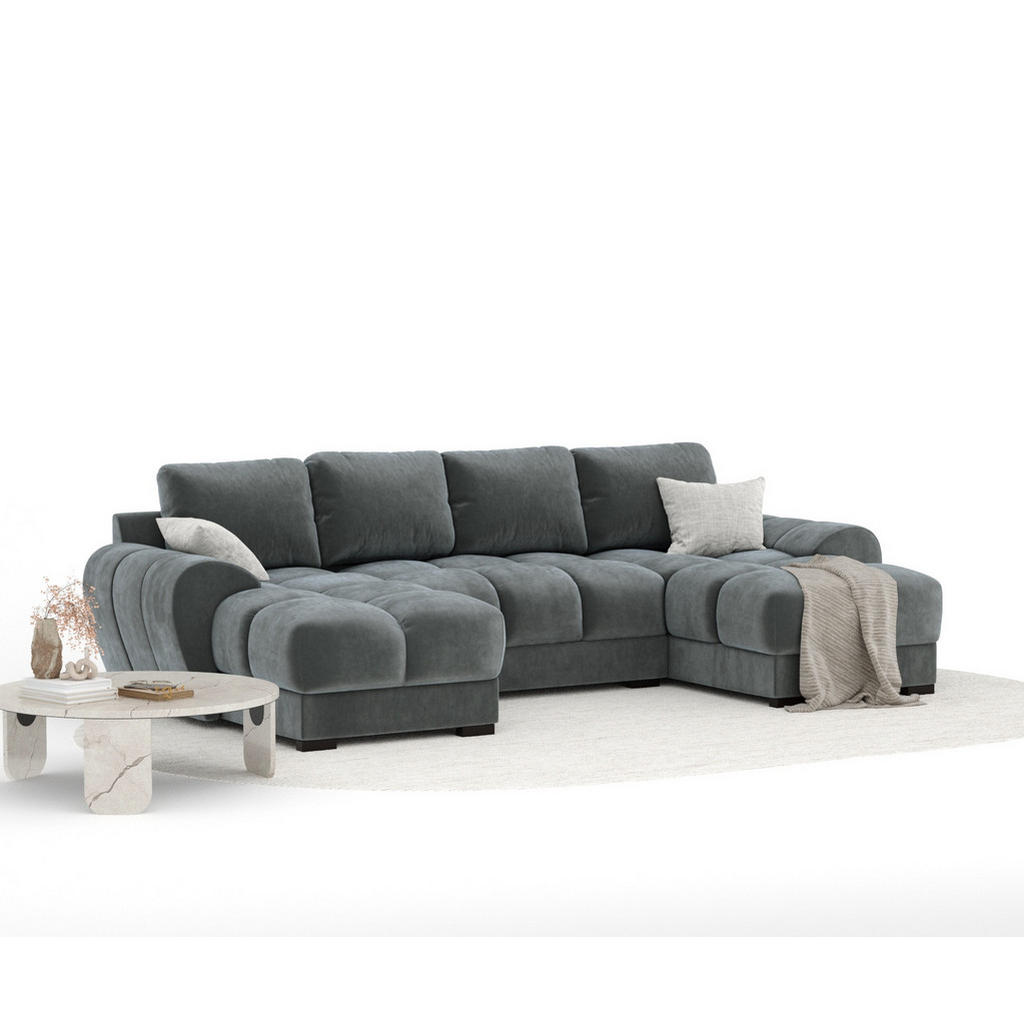 Thumbnail - Maison de Reve Wohnlandschaft, Grau, Textil, 6-Sitzer, Füllung: Schaumstoff, L-Form, 330x90x175 cm, Oeko-Tex® Standard 1...