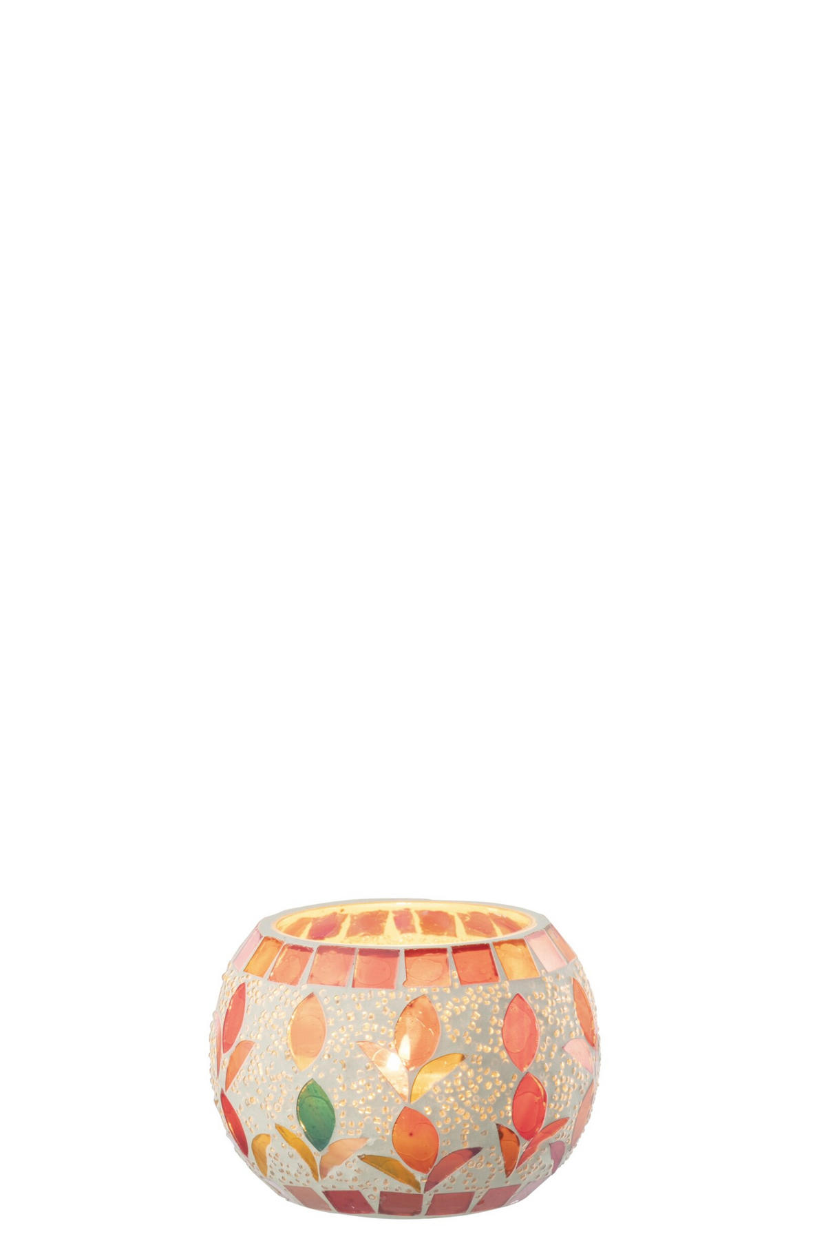 KERZENSTÄNDER GEBROCHENES Weiß - Pink, Glas (9/6.5cm) - J-Line