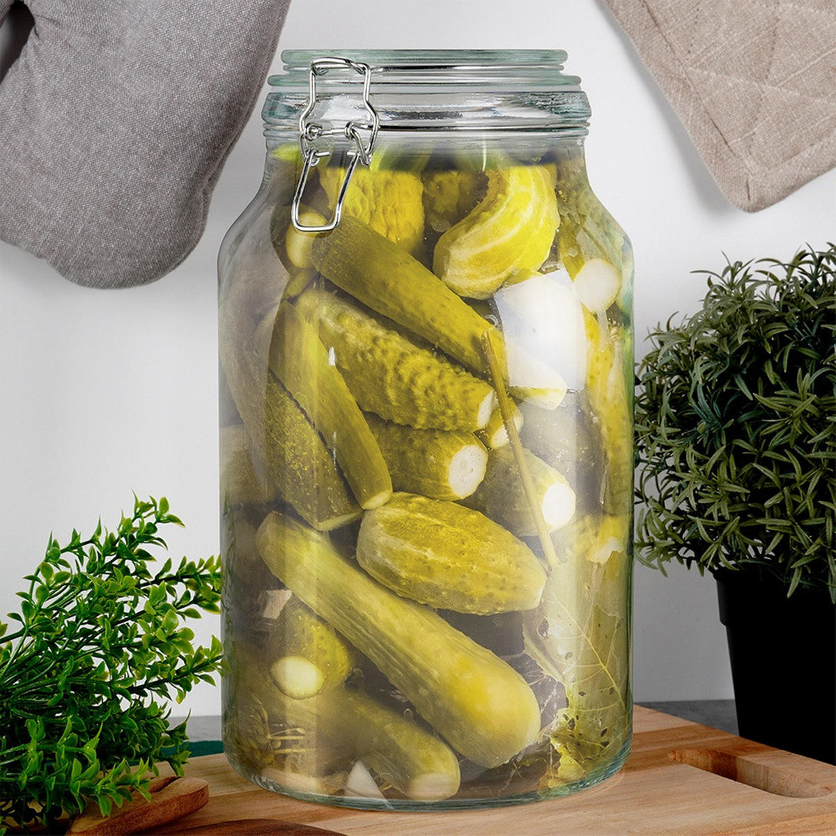 VORRATSGLAS Clipverschluss 4,2 l Transparent - Transparent, Glas (4.2L) - Orion 