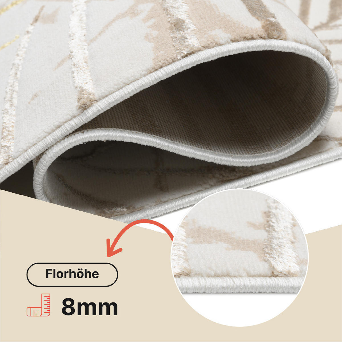 TEPPICH GOLDEN Creme Braun 250/300 cm - Braun, Kunststoff (250/300cm) - Tapiso