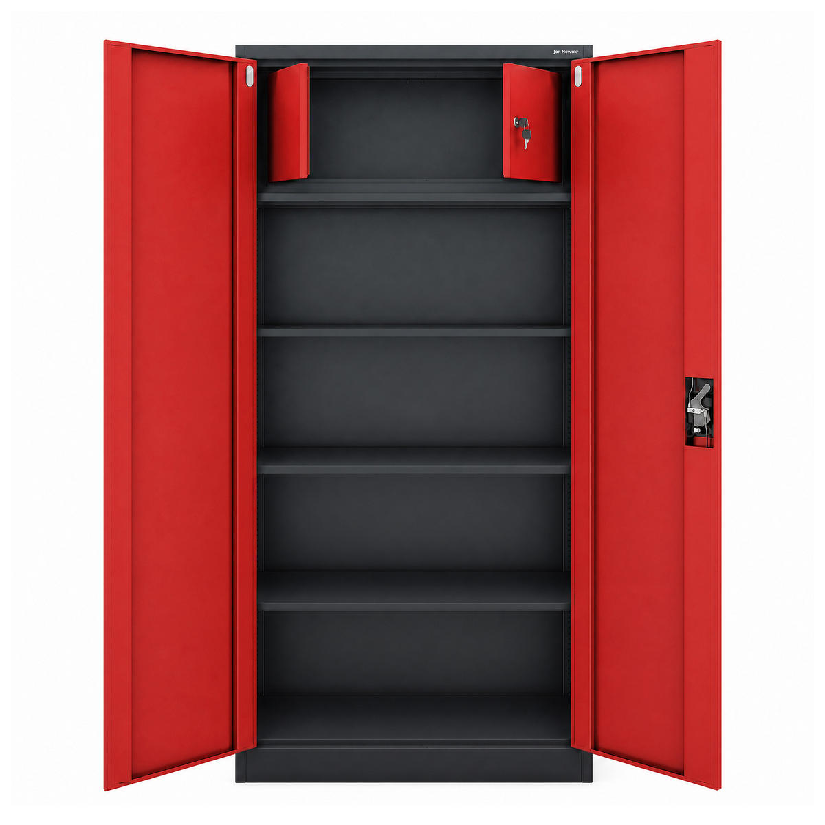 METALLSCHRANK mit Stauraum TOMASZ 185x90x45 cm - Anthrazit/Rot, Metall (90/185/45cm) - Jan Nowak