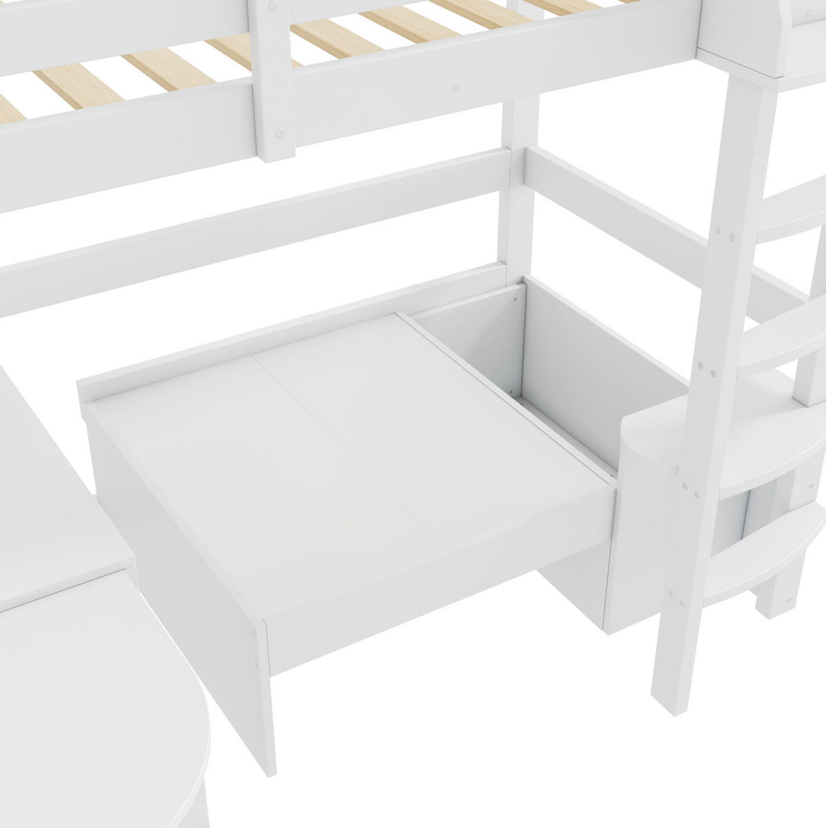 HOCHBETT 90/200 cm aus Massivholz mit Ausziehtisch und Stauraumsofa Weiß - Weiß, Holzwerkstoff (90/200cm) - Modenvie