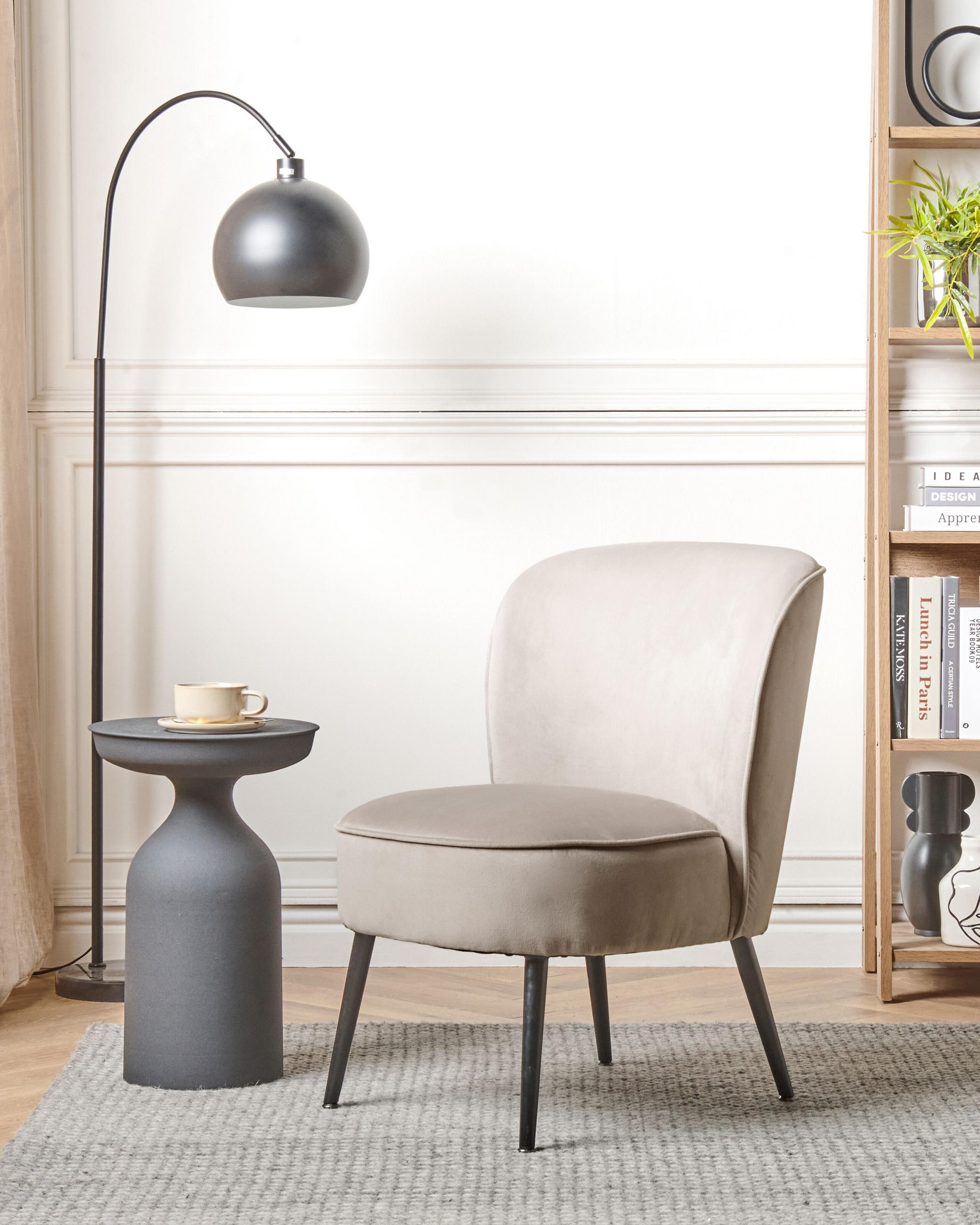 Thumbnail - Beliani Sessel, Beige, Grau, Schwarz, Textil, 1-Sitzer, 60x76x52 cm, Wohnzimmer, Sessel, Polstersessel
