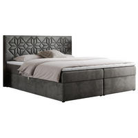BOXBETT LEILA 180/200 Dunkelgrau Velvet - H3 - Dunkelgrau, Holz/Textil (180/200cm) - MKS