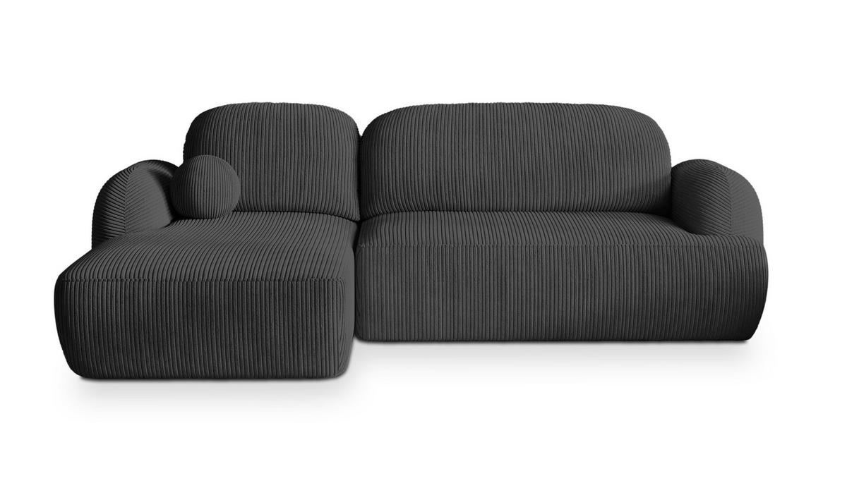 ECKSOFA MODENZA P L-S Graphitfarben Kordstoff mit Schlaffunktion - Graphitfarben, Holz (266/148cm) - MASSENO