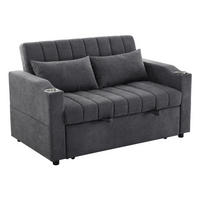 SCHLAFSOFA Multifunktional mit verstellbarer Rückenlehne und Getränkehaltern Grau Baumwolle 136/162/84 cm - Grau, Textil (136/84/162cm) - OKWISH