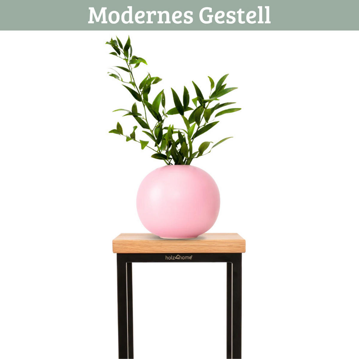 BLUMENSTÄNDER Holz LURI 90 cm hoch Eichenholz Metallgestell - Braun, Holz (20/90/21cm) - DELUKE