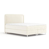 BOXSPRINGBETT Salvi Creme 200/200 cm mit Latex-Topper - Silberfarben/Creme, Holz/Holzwerkstoff (200/200cm) - Maison de Reve