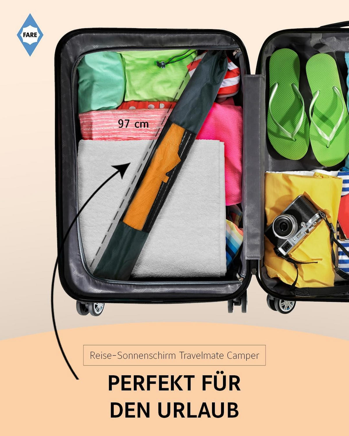 SONNENSCHIRM 147/147/71 cm - Orange, Kunststoff (147/147cm) - FARE