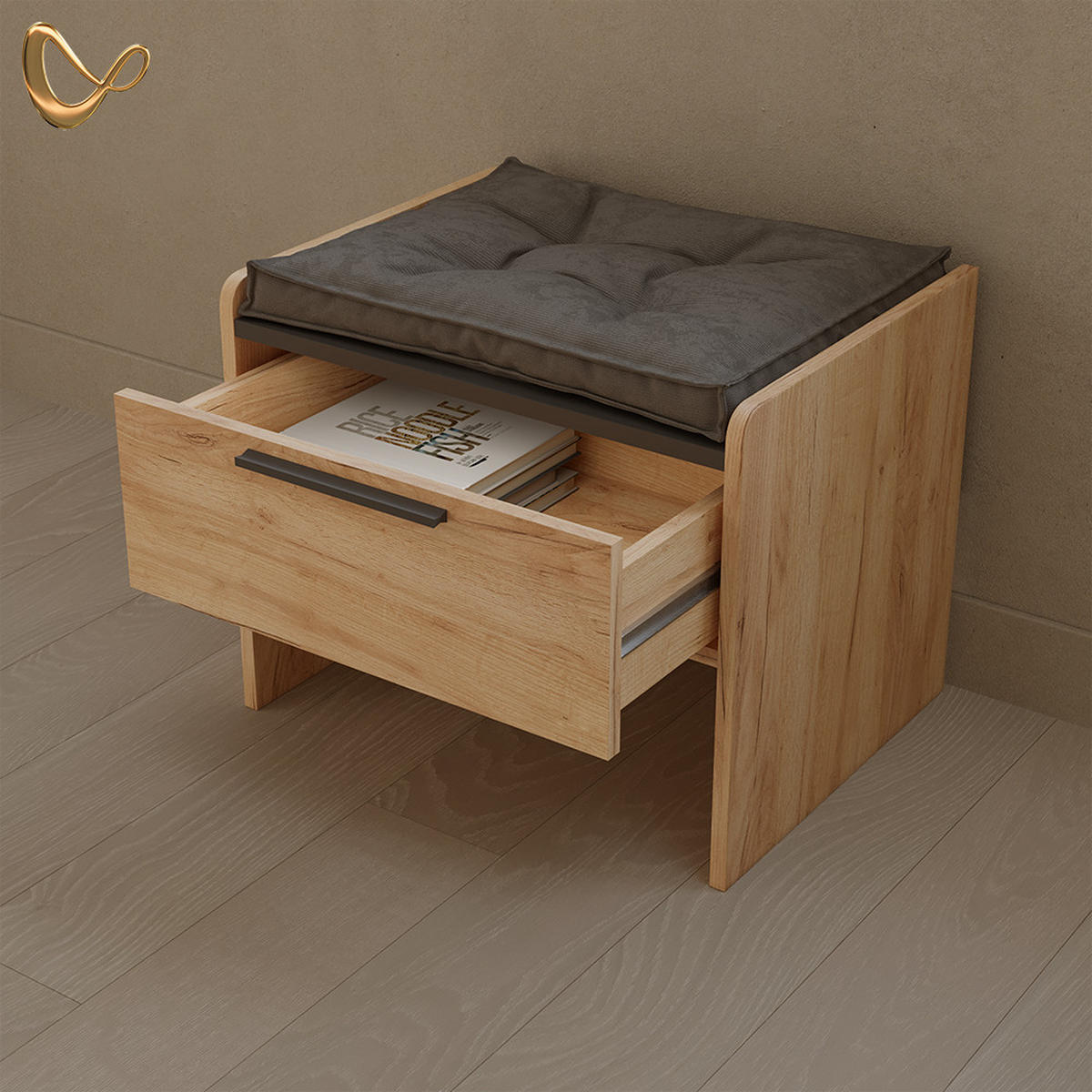 ESSZIMMERBANK Tiberio Sandeiche 53.5 x 41.1 cm mit 1 Schublade - Sonoma Eiche, Holzwerkstoff (53.5/45.5/41.1cm) - Livinity®