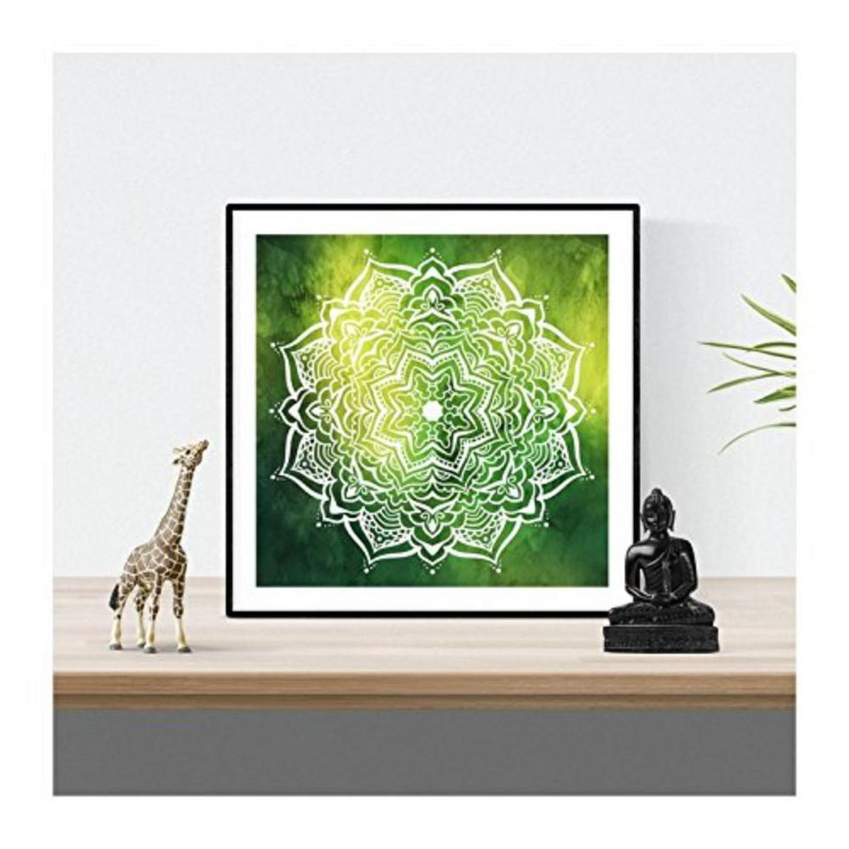 POSTER Set mit 4 Mandalas Balance 20x20cm Schwarzer Rahmen - Schwarz, Papier (20/3cm) - Nacnic