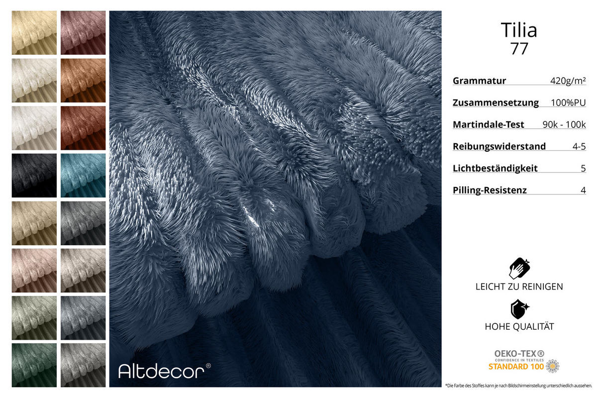 BOXSPRINGBETT mit Matratze H3|H4 und Lattenrost - TOLO KING 200x200 Cord - Dunkelblau - Dunkelblau, Holzwerkstoff (200/200cm) - ALTDECOR