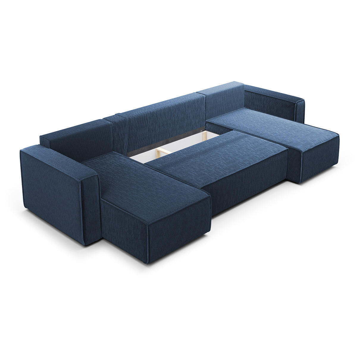 PANORAMASOFA Ezekiel 5 Sitzplätze Blau - Blau, Holz (309/73/145cm) - Petits-meubles