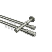 INNENLAUF-GARDINENSTANGEN-SET Prestige Zoena 320 cm (geteilt in 2 x 160 cm), 2-läufig, 20 mm Ø Edelstahl-Optik - Edelstahlfarben, Metall (320cm) - INTERDECO