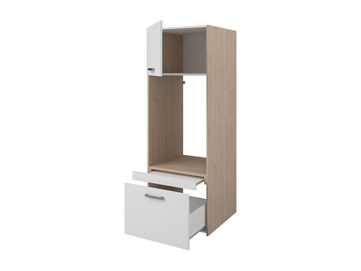 WASCHMASCHINENMÖBEL - 128.4 x 66.8 - holz - naturfarben hell, weiß Erkano - Weiß, Holz (128.4/184.4/66.8cm) - Vente-Unique
