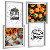 BILDER SET 4er Set - 50x50 cm & 40x60 cm Silberner Rahmen - Juicy Oranges Kitchen - Silberfarben, Kunststoff (50/50cm) - TULUP
