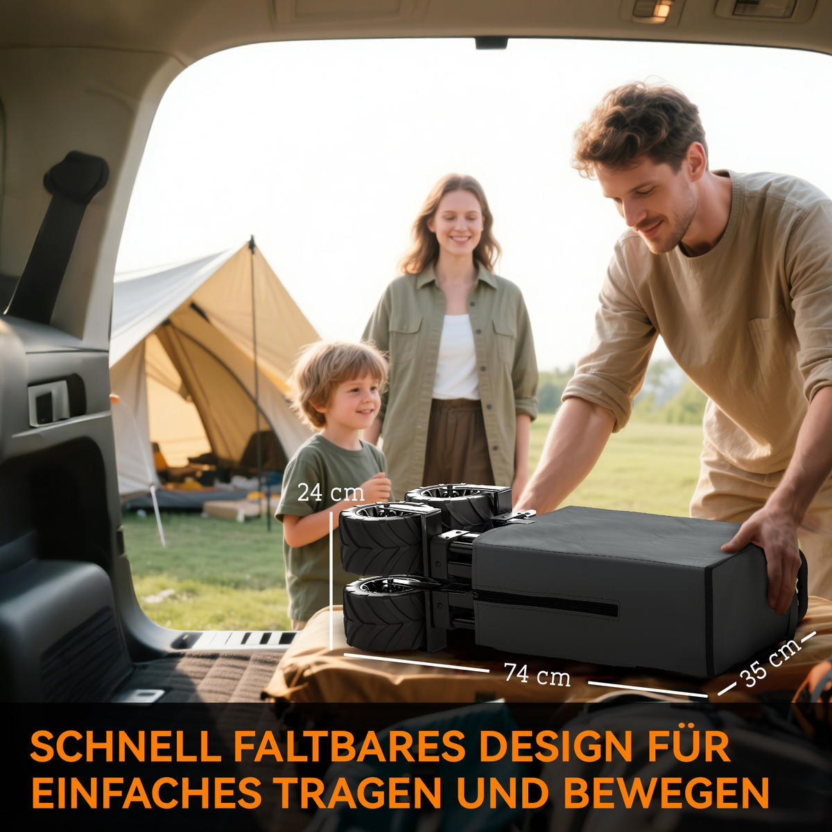 GARTENWAGEN DE-10507 faltbar, 360°-Räder, 70 kg Dunkelgrau - Dunkelgrau, Metall (55/91/108cm) - ComfortXL