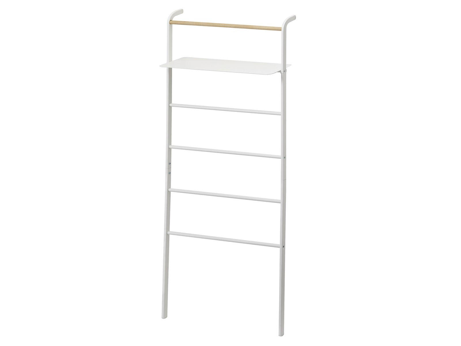 GARDEROBENSTÄNDER Tower weiß 65/161/24 cm zum Anlehnen mit Ablage - Weiß, Holz/Metall (24/161/65cm) - Yamazaki