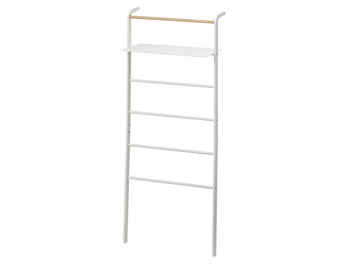 GARDEROBENSTÄNDER Tower weiß 65/161/24 cm zum Anlehnen mit Ablage - Weiß, Holz/Metall (24/161/65cm) - Yamazaki