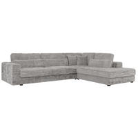 ECKSOFA Savona Hellgrau breiter Cord - rechts - Hellgrau/Schwarz, Kunststoff/Textil (249/316cm) - MKS