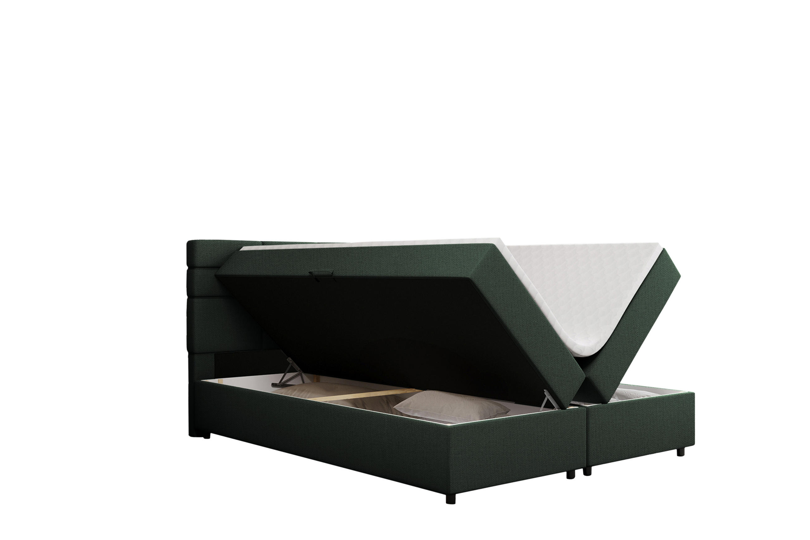 BOXBETT Reve 180 x 200 cm mit Bettkasten und Lattenrost ohne matratze - dunkelgrün - Dunkelblau, Holz (180/200cm) - Panda Möbel