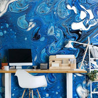 VLIESTAPETE Blau 200/140 cm - Blau/Grau, Textil (200/1cm) - KUNSTLOFT