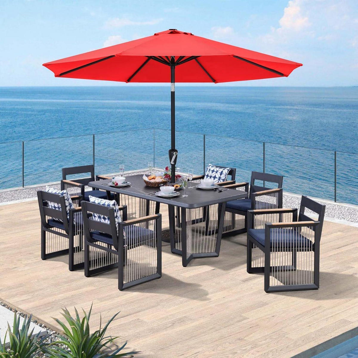 SONNENSCHIRM 270 cm Rot Wasserabweisend - Rot, Textil (40/295cm)