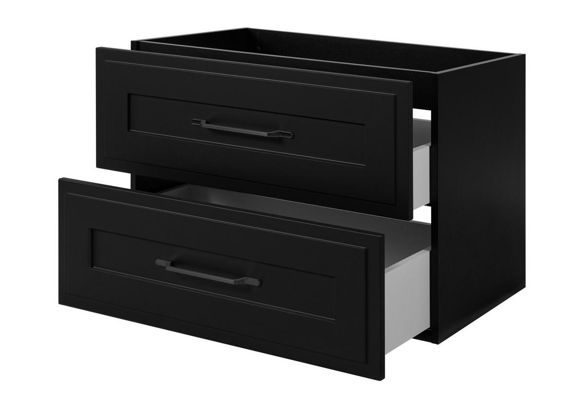 WASCHTISCHUNTERSCHRANK im klassischen Stil, schwarz, 80 x 57 x 46 cm - Schwarz, Holzwerkstoff (80/57/46cm) - 3XE LIVING