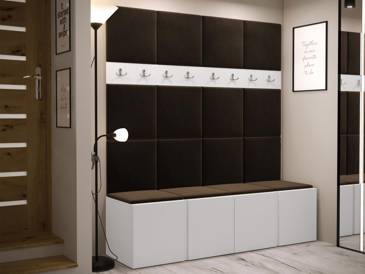 GARDEROBEN-SET Orion V - Weiß/Braun, Holzwerkstoff/Kunststoff (168/186/46cm) - MIRJAN24