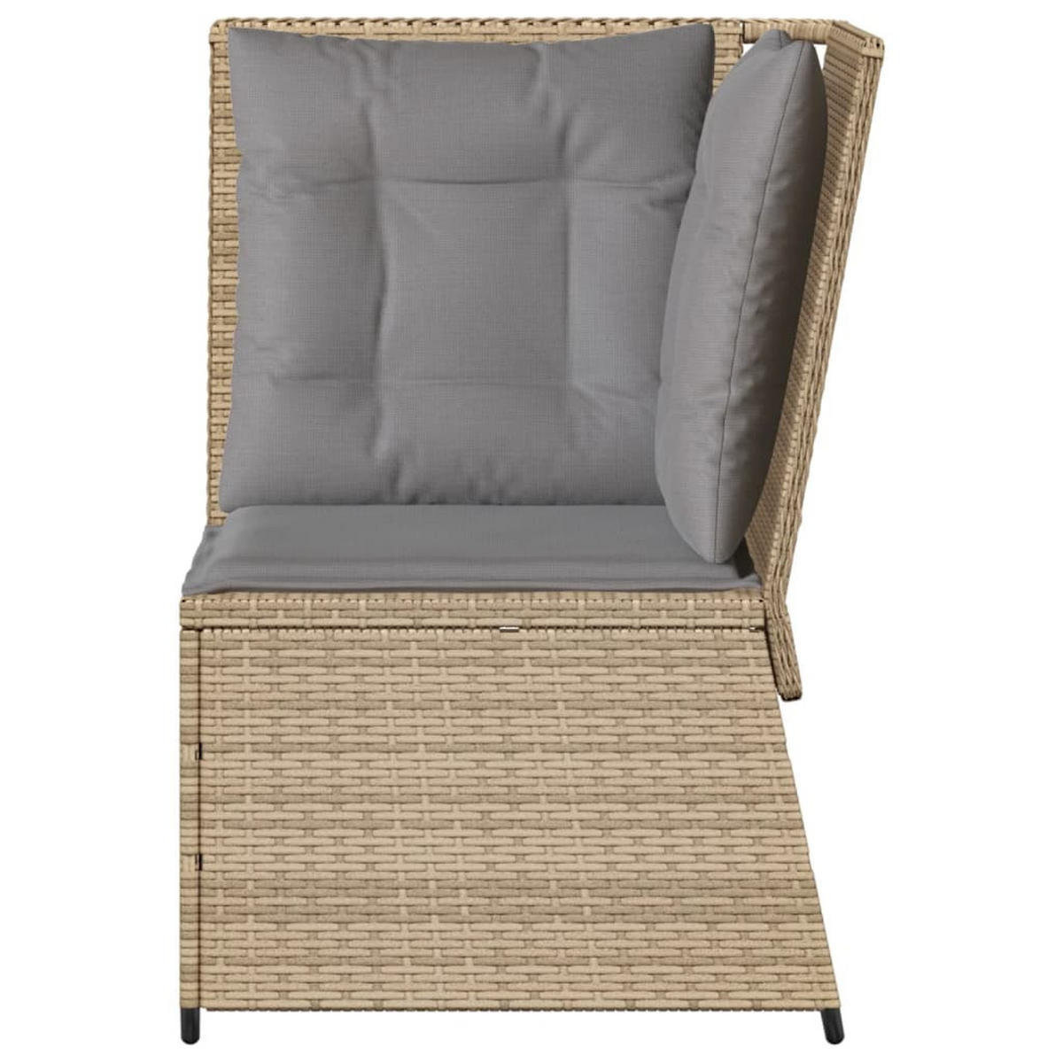 GARTEN-ECKSOFA mit Kissen Beige Poly Rattan - Beige/Grau, Kunststoff (67/95/67cm)