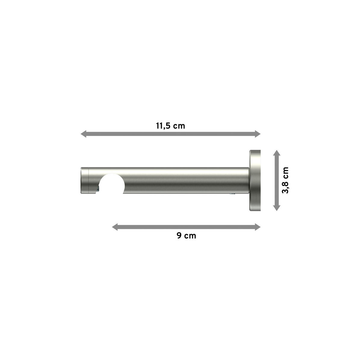 TRÄGER FÜR GARDINENSTANGEN 16 mm Ø, Enorma 1-läufig, Edelstahl - Edelstahlfarben, Metall (11/3.8/3.8cm) - INTERDECO