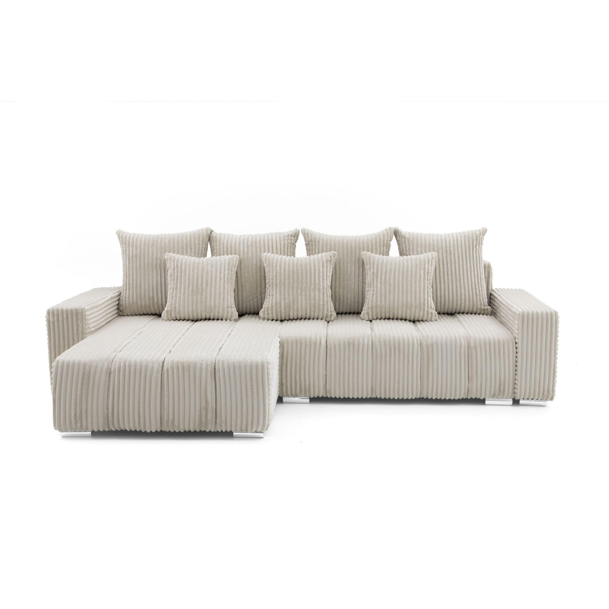 ECKSOFA PIANO L Links mit Schlaffunktion 137x234 Cord Beige - Beige/Silberfarben, Holz/Textil (278/178cm) - Muffo