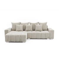 ECKSOFA PIANO L Links mit Schlaffunktion 137x234 Cord Beige - Beige/Silberfarben, Holz/Textil (278/178cm) - Muffo