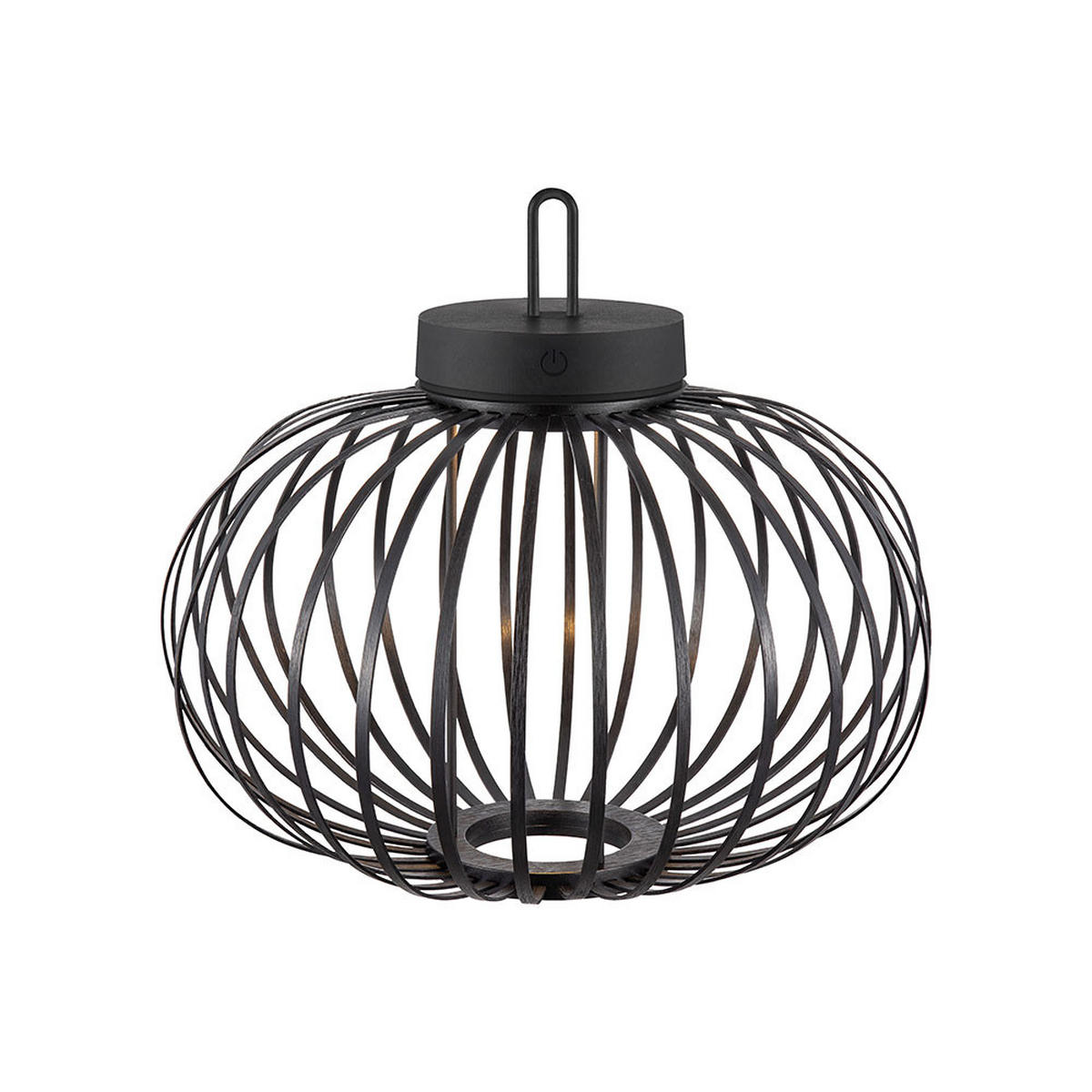 LED AKKU-PENDEL-/TISCHLAMPE GABBIA Bambus schwarz 2er Set - Schwarz, Holz (46/46/37.5cm)