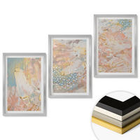 WANDBILDER 3er Set - 40x60 cm Silberner Rahmen - Abstrakte Pastellmuster - Silberfarben, Kunststoff (40/60cm) - ArtPrintCave