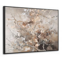 LEINWAND Bilder mit Rahmen - Mandelblüte - Kunst - Van Gogh - Beige - Abstrakt - 100x70 - Braun, Textil (100/70cm) - MuchoWow