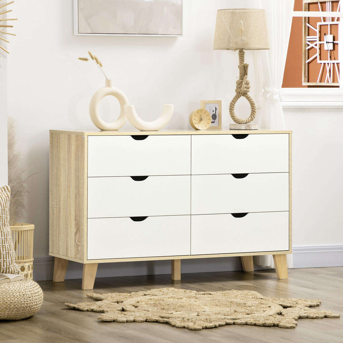 KOMMODE Beige und Holzoptik 120/40/76 cm - Eichefarben, Holzwerkstoff (120/76/40cm) - PANGIVO