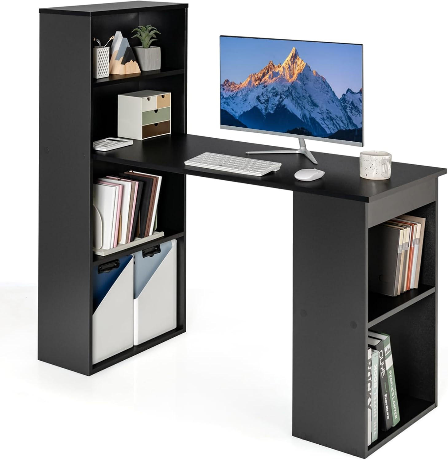 SCHREIBTISCH 120cm Schwarz - Schwarz, Holz (122/52/120cm) - COSTWAY