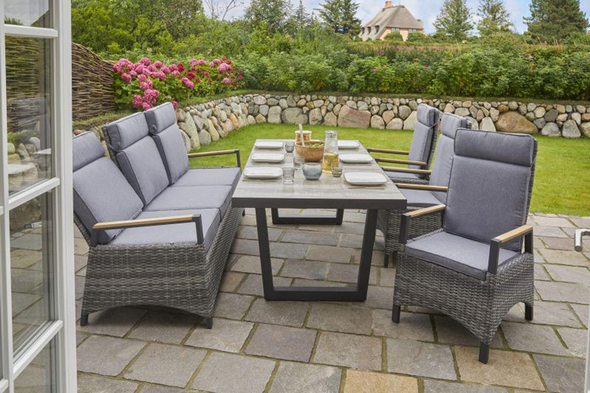 GARTENSOFA 205x105x89 cm, Kunststoff, grau - Grau, Metall (205/105/89cm) - dasmöbelwerk