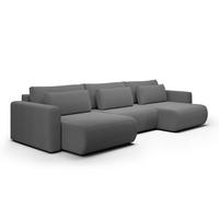 PANORAMASOFA Evy 4 Sitzplätze Grau - Grau, Holz (340/82/149cm) - Petits-meubles