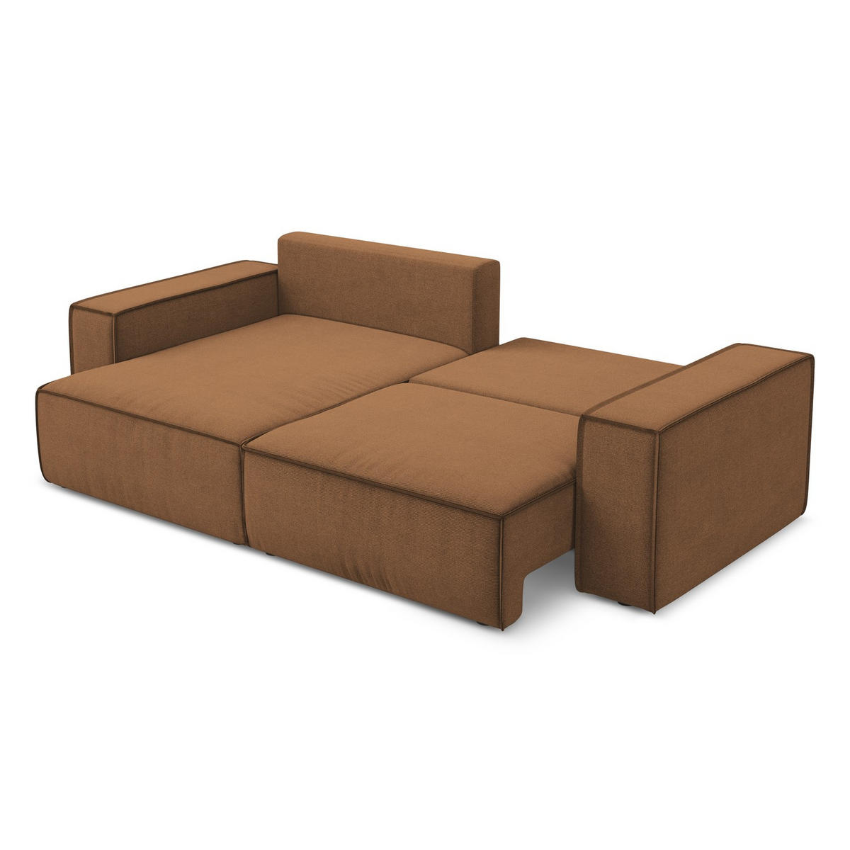 ECKSOFA mit Schlaffunktion Strukturstoff Stoff Orange - Terracotta/Schwarz, Kunststoff/Textil (148/257cm) - LaMiaSofa