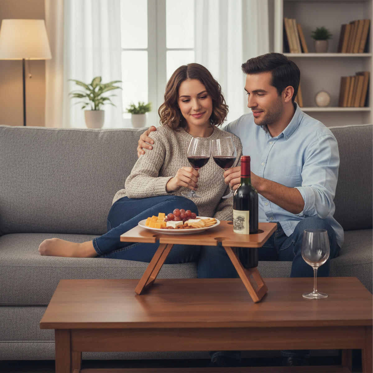 PIKNIKOVÝ stůl na víno - hnědá, dřevo (30/40/20cm) - Relaxdays