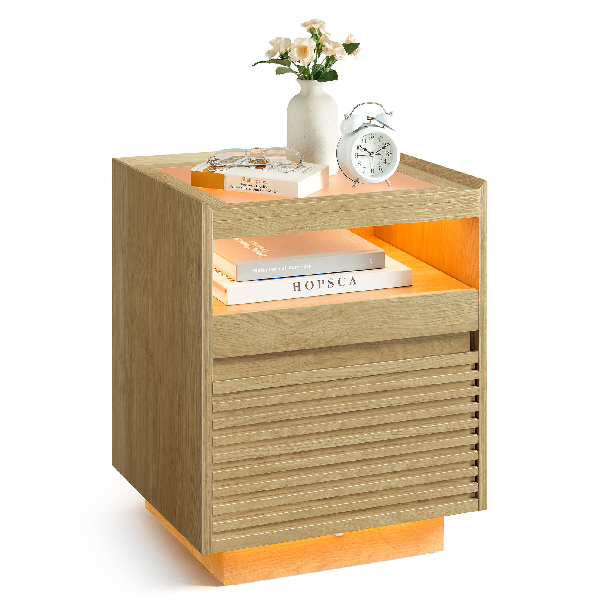 NACHTTISCH Island - Braun, Holzwerkstoff (40/55/45cm) - VASAGLE