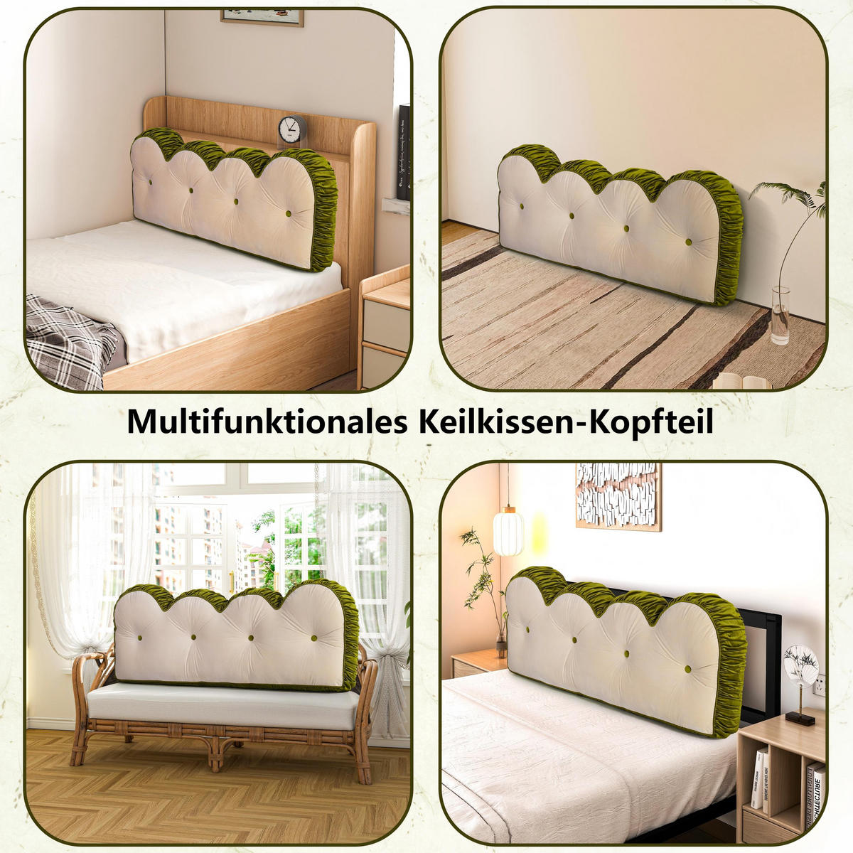 RÜCKENKISSEN für Bett Beige 150 cm - Beige, Textil (150/20cm) - Vercart