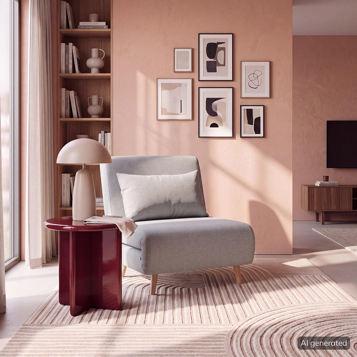 SCHLAFSESSEL - Textil / Teilmassivholz - Buchefarben/Hellgrau, Holz/Buchenholz (77/81/90cm) - home24