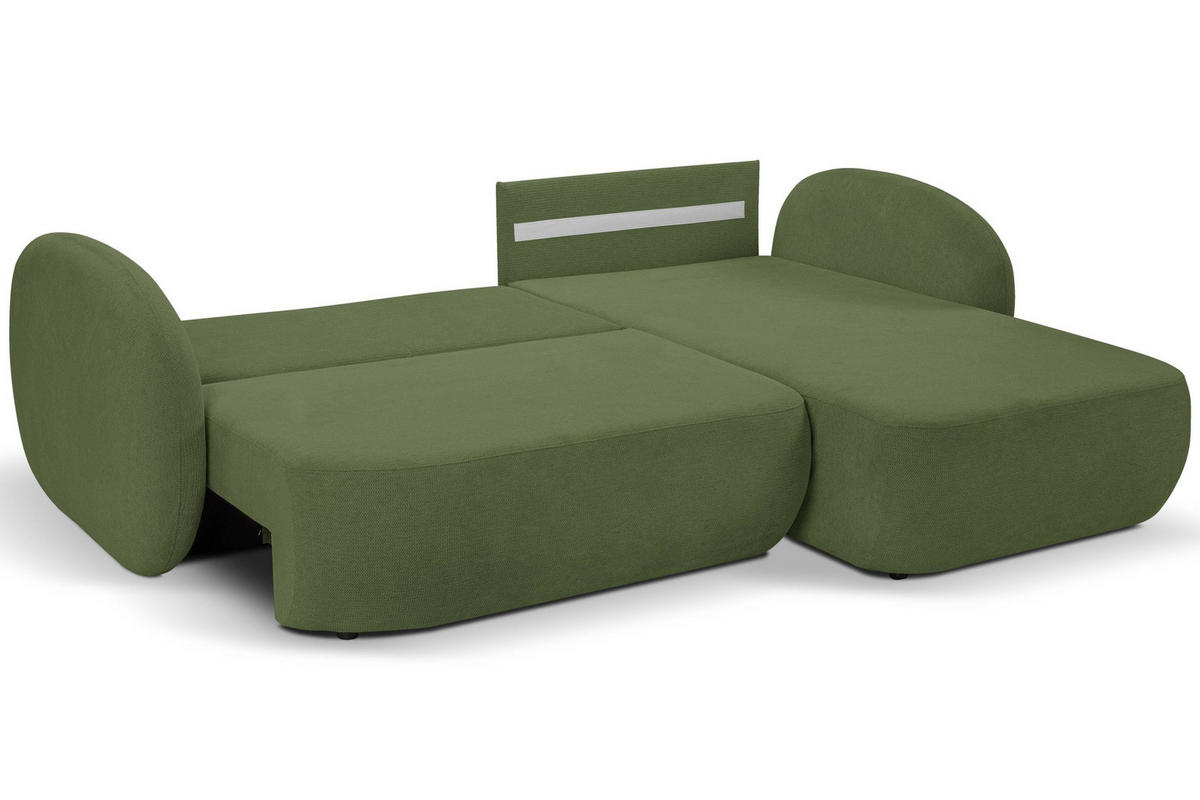 ECKSOFA Olena - Dunkelgrün (Aragon 39) - Olivgrün, Holzwerkstoff (248/174cm)