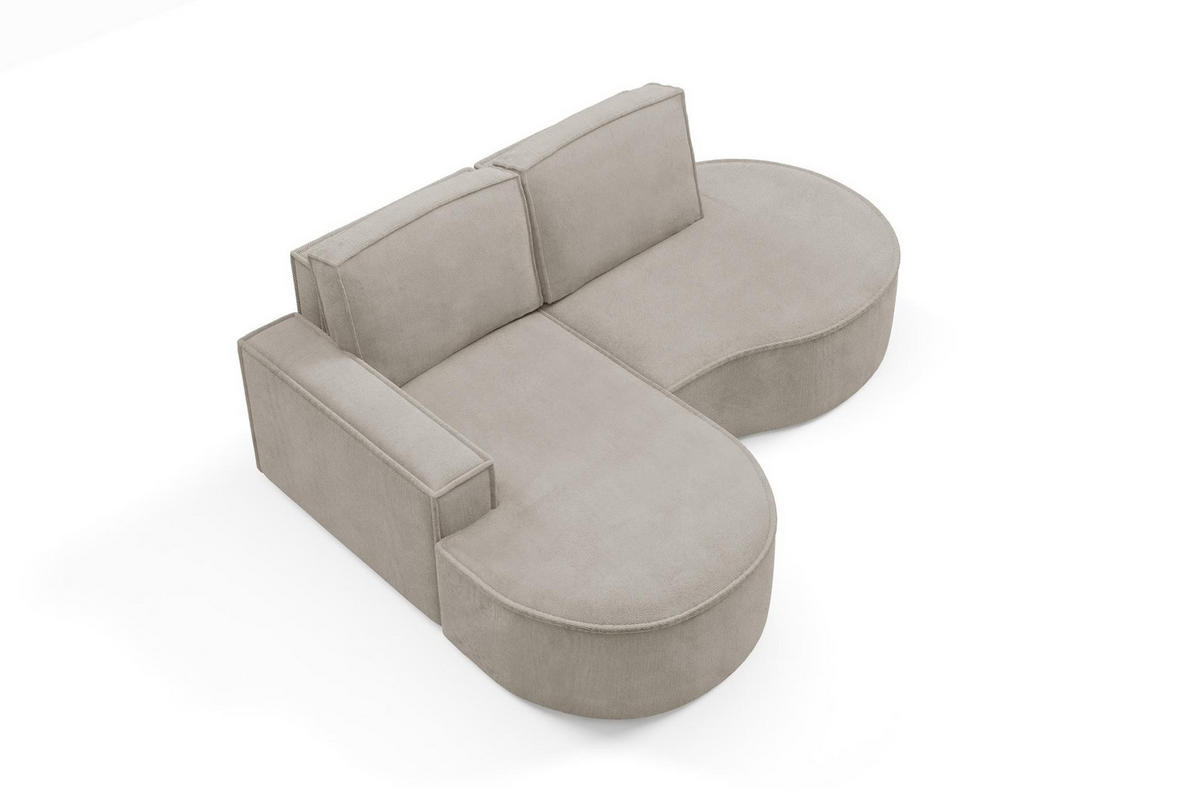 ECKSOFA Flow Kalt Beige, mit Kissen in Curio Stoff, linke seite - Beige, Holzwerkstoff/Textil (210/157cm) - Bettso